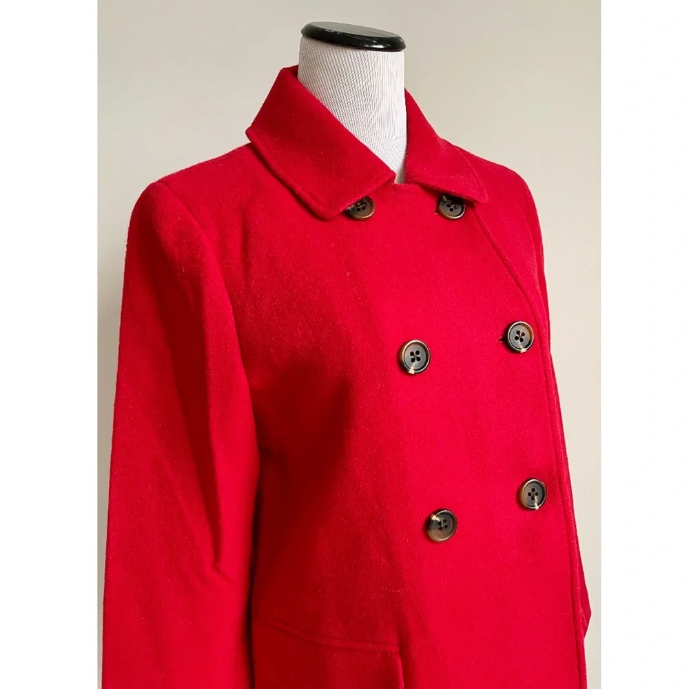 J. Crew Double-Breasted Red Wool Coat - Picture 4 of 12